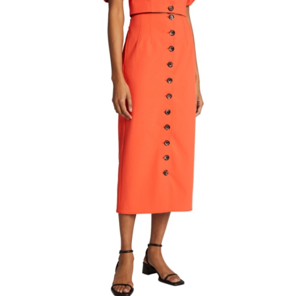 Cinq à Sept Vibrant Orange Pencil Skirt
